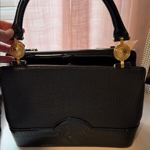 Versace Black Satchel with Gold Details